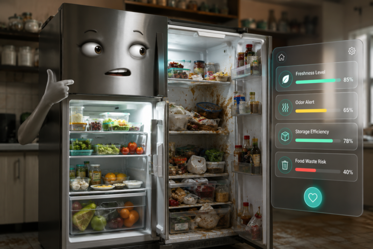 Kitchen cleaning -organizing a messy refrigerator