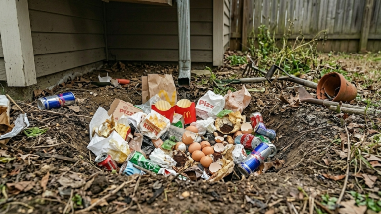 open garbage yard cleaning